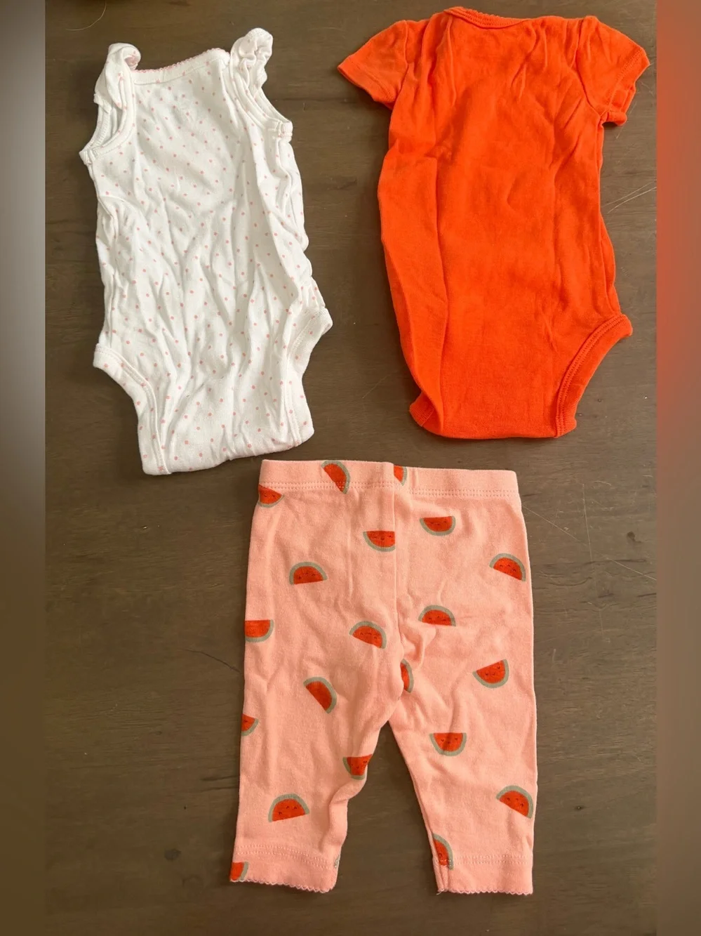 Carter's Baby 3M 3pc Cotton Knit Fruit Mouse Short Sleeve Bodysuit Leggings
